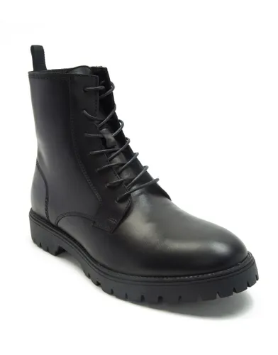Off The Hook jax lace up leather boots in black