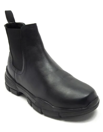 Off The Hook leo slip on waxy chelsea leather boots in black