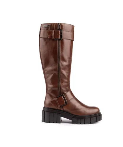 Off The Hook Womens Finchley Knee High Boots - Brown Leather