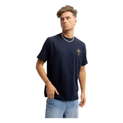 Off The Pitch , Regular T-Shirt Dark Blue/Gold ,Blue male, Sizes: