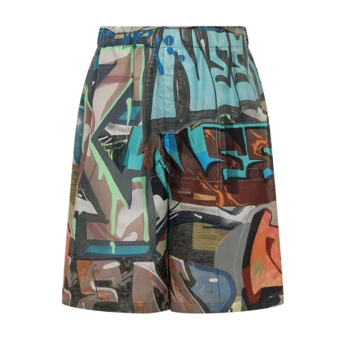Off White , Allover Lounge Shorts ,Multicolor female, Sizes: