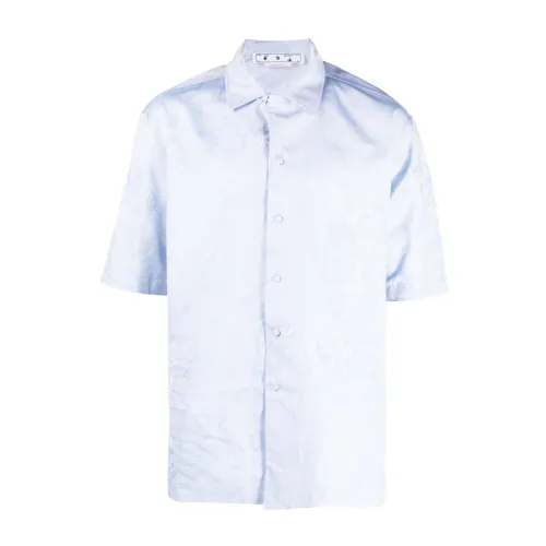 Off White , Angel Motif Holiday Shirt ,Blue male, Sizes: