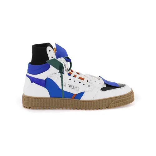 Off White , Bicolour Leather and Canvas Sneakers ,Multicolor male, Sizes: