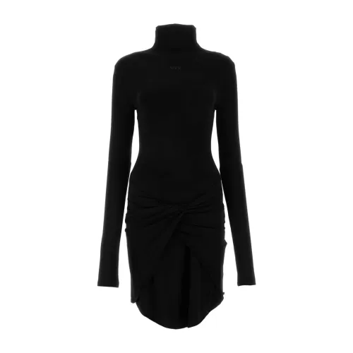 Off White , Black Crepe Mini Dress ,Black female, Sizes: