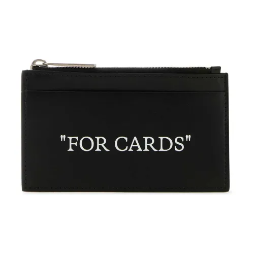 Off White , Black Leather Card Holder ,Black male, Sizes: ONE SIZE
