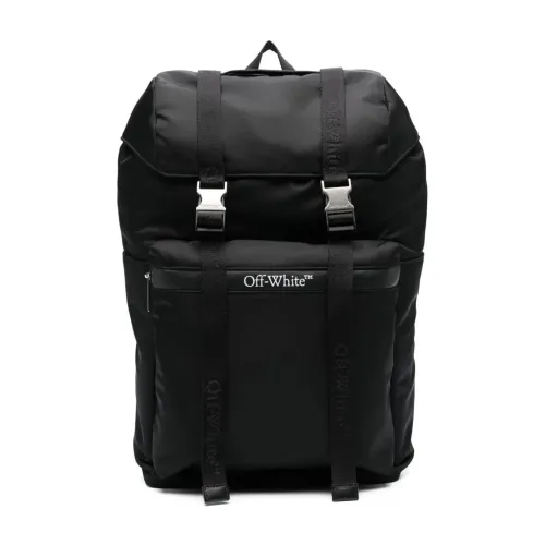 Off White , Black Outdoor Flap Backpack ,Black male, Sizes: ONE SIZE