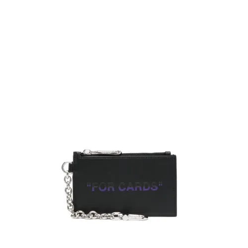 Off White , Black Quote-Print Leather Cardholder ,Black male, Sizes: ONE SIZE