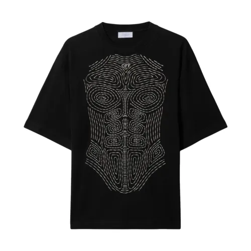 Off White , Black Skate Body Stitch T-shirt ,Black male, Sizes: