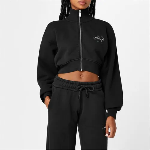 OFF WHITE Bling Stars Arrow Cropped Hoodie - Black
