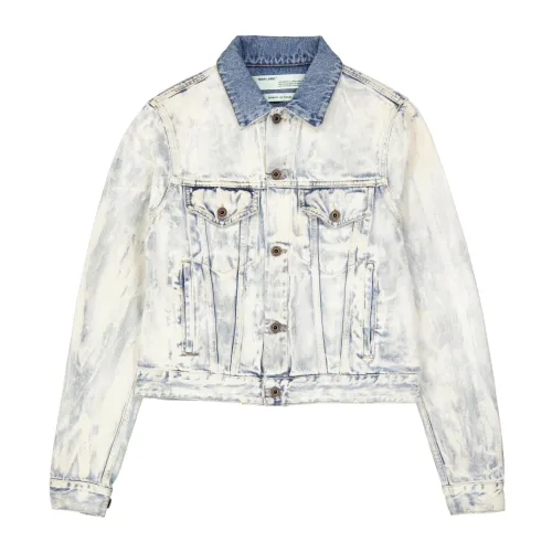 Off White , Blue Cotton Jacket with Long Sleeves ,Blue male, Sizes: