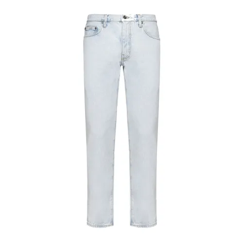 Off White , Blue Cotton Jeans with Belt Loops ,Blue male, Sizes: