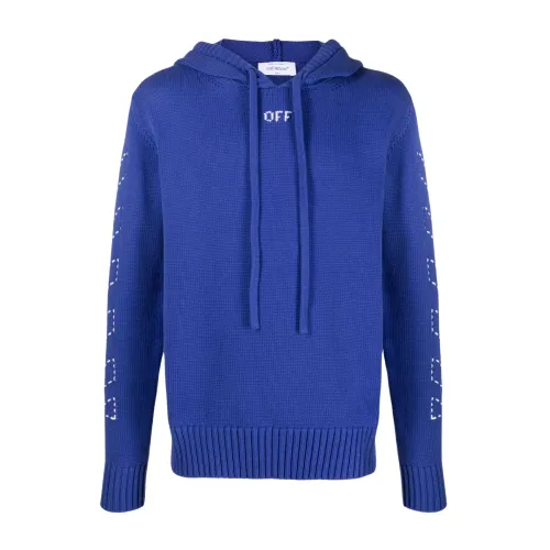 Off White , Blue Logo Sweater ,Blue male, Sizes: