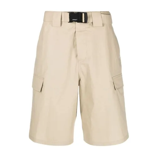 Off White , Buckle cargo shorts ,Beige female, Sizes: