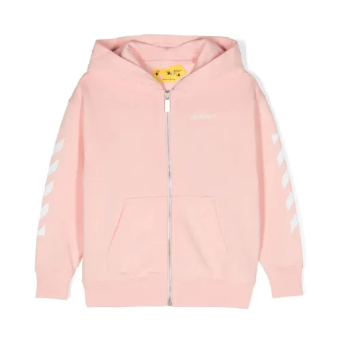 Off White , Classic Arrow Tab Hoodie Zip ,Pink male, Sizes:
