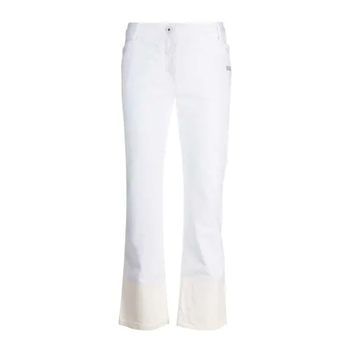 Off White , Contrast Hem Mid-Rise Denim Jeans ,White female, Sizes: