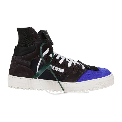 Off White , Dark Grey Blue Suede/Canvas Court Shoes ,Blue male, Sizes: