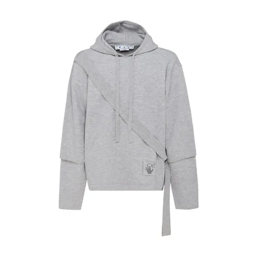 Off White , Easybreezy Logo-Patch Hoodie ,Gray male, Sizes: