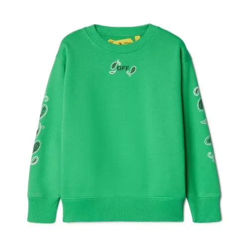 Off White , Green Bandana Logo Sweater ,Green male, Sizes: