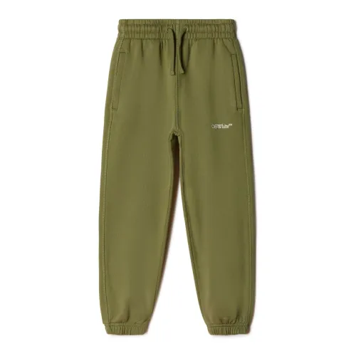 Off White , Green Cotton Logo Print Pants ,Green male, Sizes: