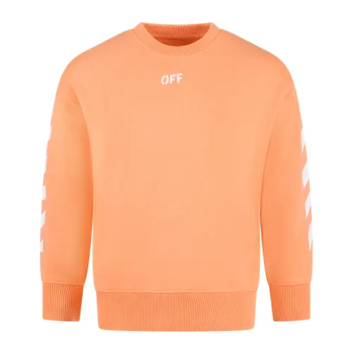 Off White , Kids Sweatshirt in Off White ,Orange male, Sizes: