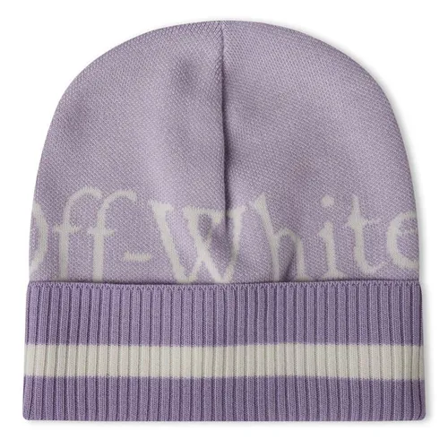 OFF WHITE Knitted Logo Beanie - Purple
