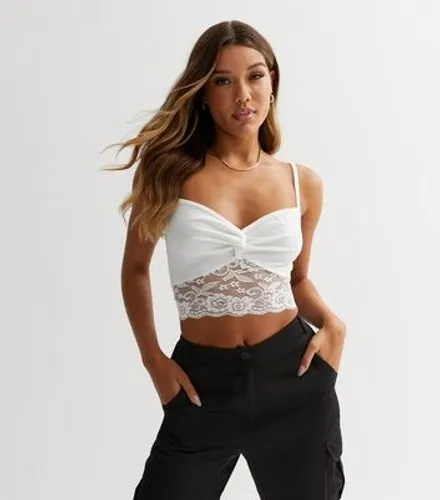 Off White Lace Trim Crop Cami New Look