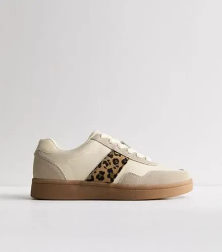 Off White Leopard Print Trim Chunky Trainers New Look