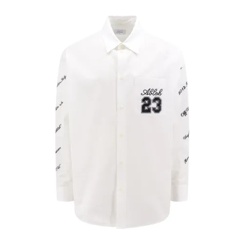 Off White , Logo Oversize Cotton Shirt ,White male, Sizes:
