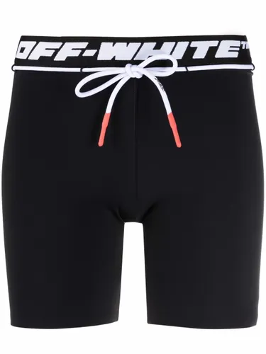 Off-White logo-waistband running shorts - Black