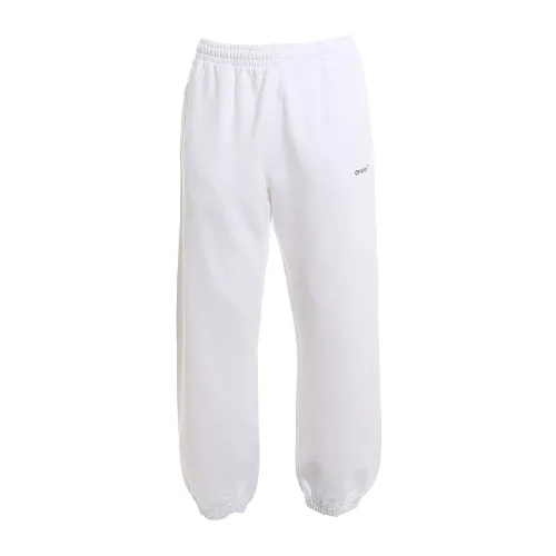 Off White , Lounge Pants with Contrast Logo Print ,White male, Sizes: