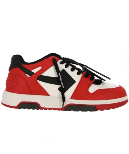 Off-White Mens Off-Red Out Of Office Red Leather Sneakers
