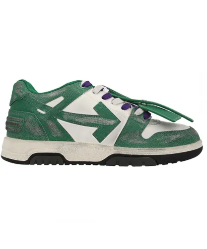 Off-White Mens Out Of Office Green Vintage Leather Sneakers