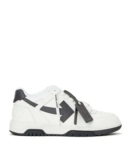 Off-White Mens Out of Office Leather Low Top Trainers in White & Grey