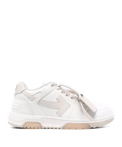 Off-White Mens Out of Office Leather Trainers in White/Beige