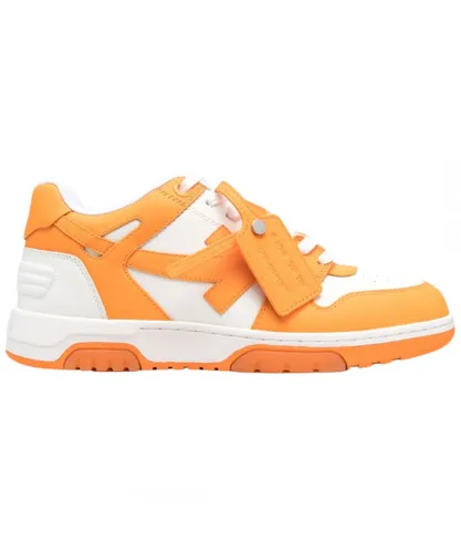 Off-White Mens Out Of Office Orange Leather Sneakers