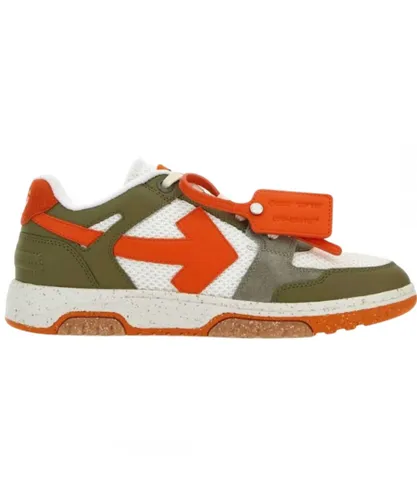 Off-White Mens Out Of Office Slim Green Comb Leather Sneakers