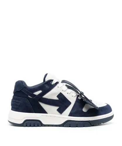 Off-White Mens Out of Office Suede Trainers in Navy Blue Leather