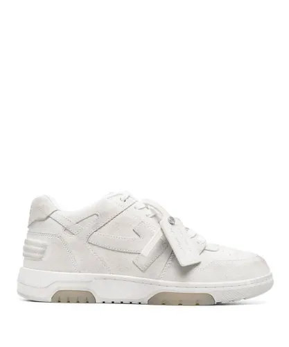 Off-White Mens Out of Office Vintage Suede Trainers in White Leather