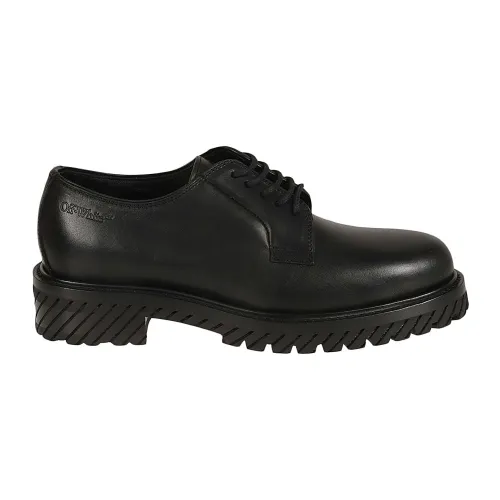 Off White , Military Derby Flat Shoes ,Black male, Sizes: