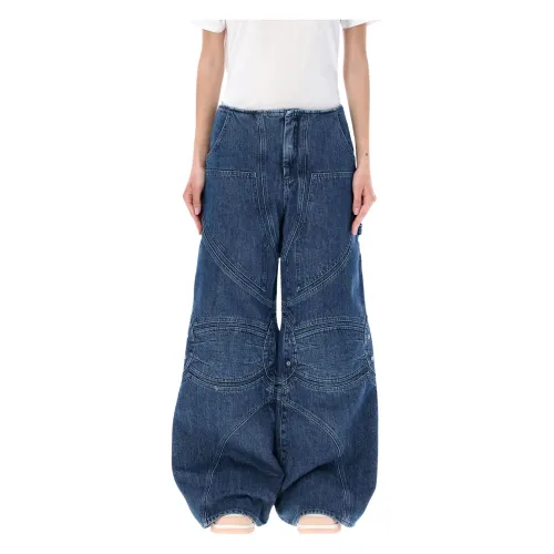 Off White , Motorcycle Low Waist Denim Pants ,Blue female, Sizes: