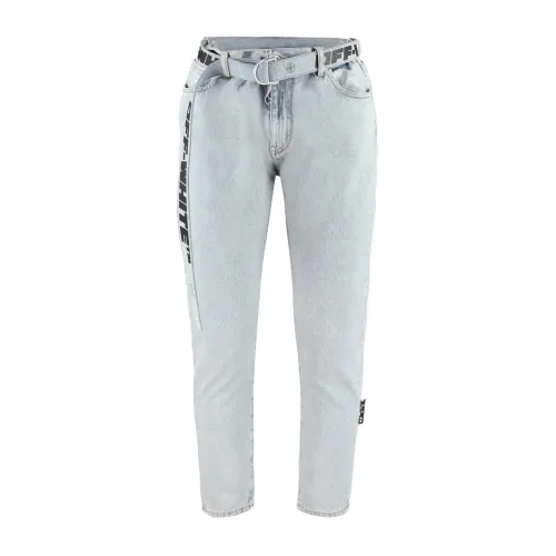 Off White , Off-White Belted Denim Jeans ,Blue female, Sizes: