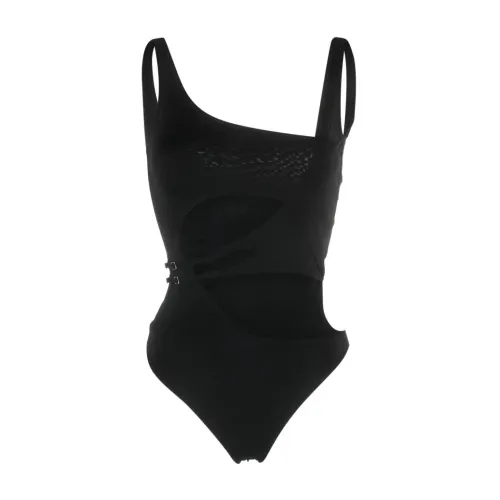 Off White , One-piece Swimsuit with Meteor Details ,Black female, Sizes:
