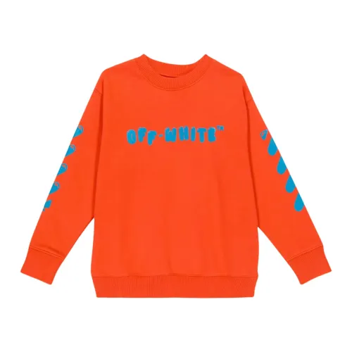 Off White , Orange Sweater with Maxi Print ,Orange unisex, Sizes: