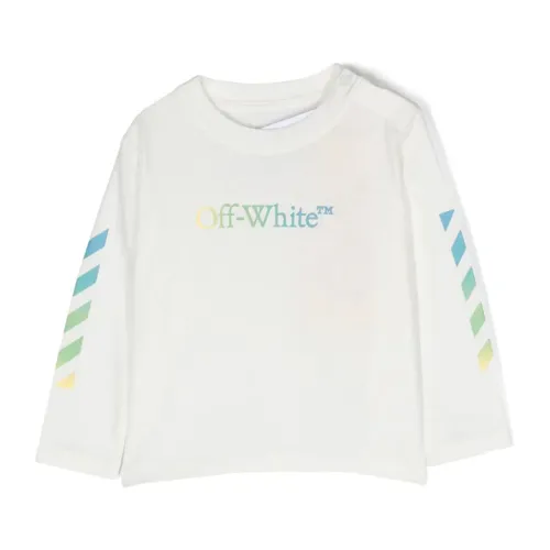 Off White , Rainbow Logo Long Sleeve T-shirt ,White male, Sizes: