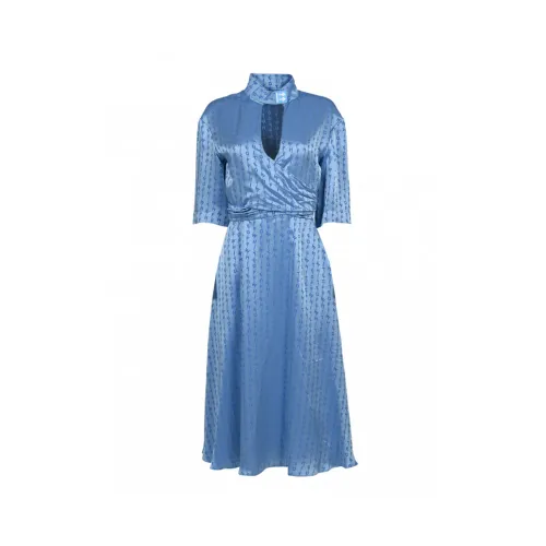Off White , Romantic logo dress ,Blue female, Sizes: