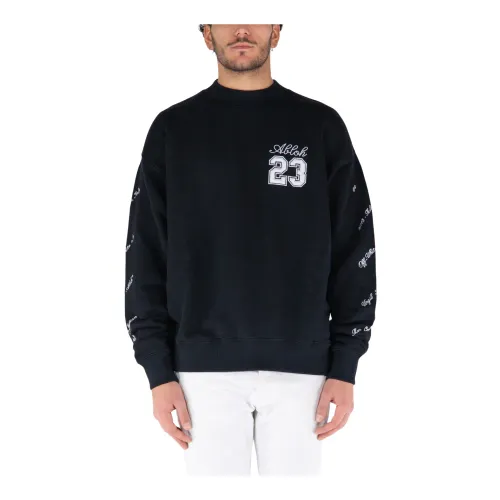Off White , Skate Logo Crewneck Sweatshirt ,Black male, Sizes: