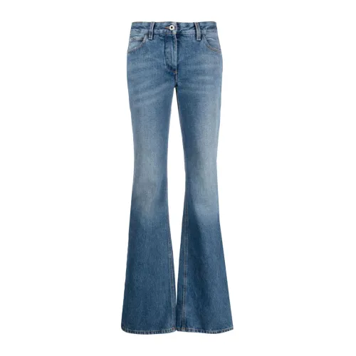 Off White , Slim-Fit Flare Jeans in Faded Blue Denim ,Blue female, Sizes: