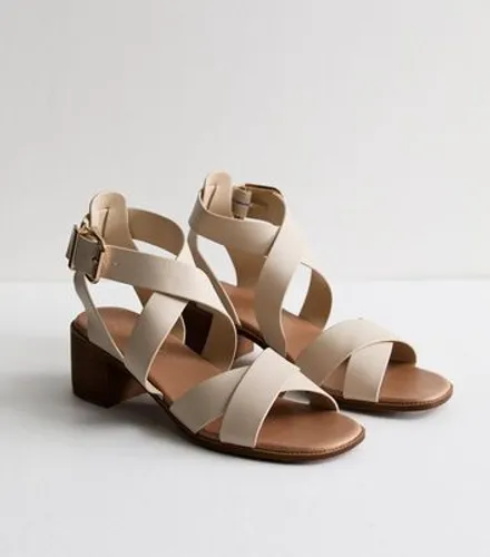 Off White Strappy Block Heel Sandals New Look