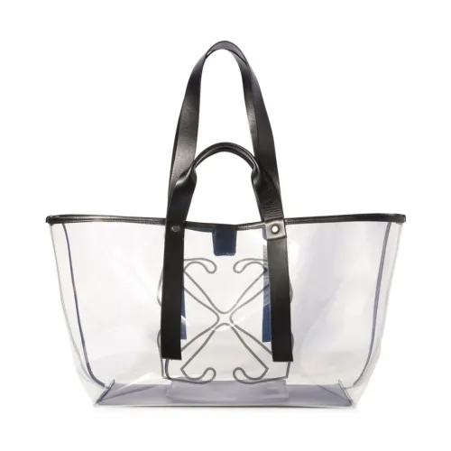 Off White , Transparent PVC Tote Bag with Black Logo ,White female, Sizes: ONE SIZE