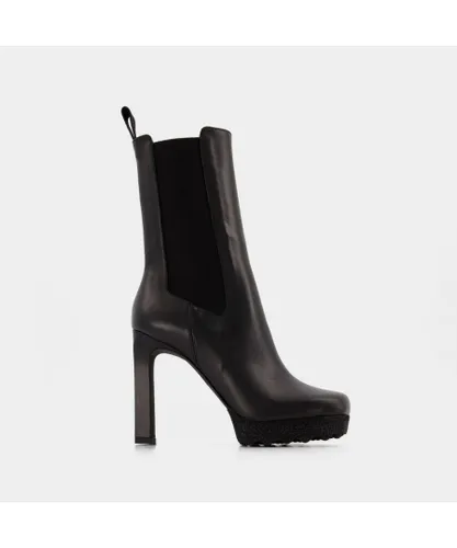 Off-White Unisex Sponge Sole High Chelsea Boots in Black Leather